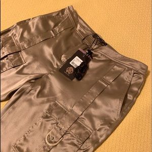 NWT Roberto Cavalli Silk Cargo Pants in Gold